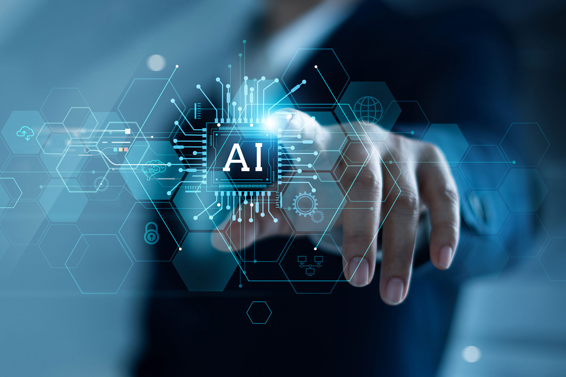 Visual representation of AI technologies shaping the future landscape of business operations.